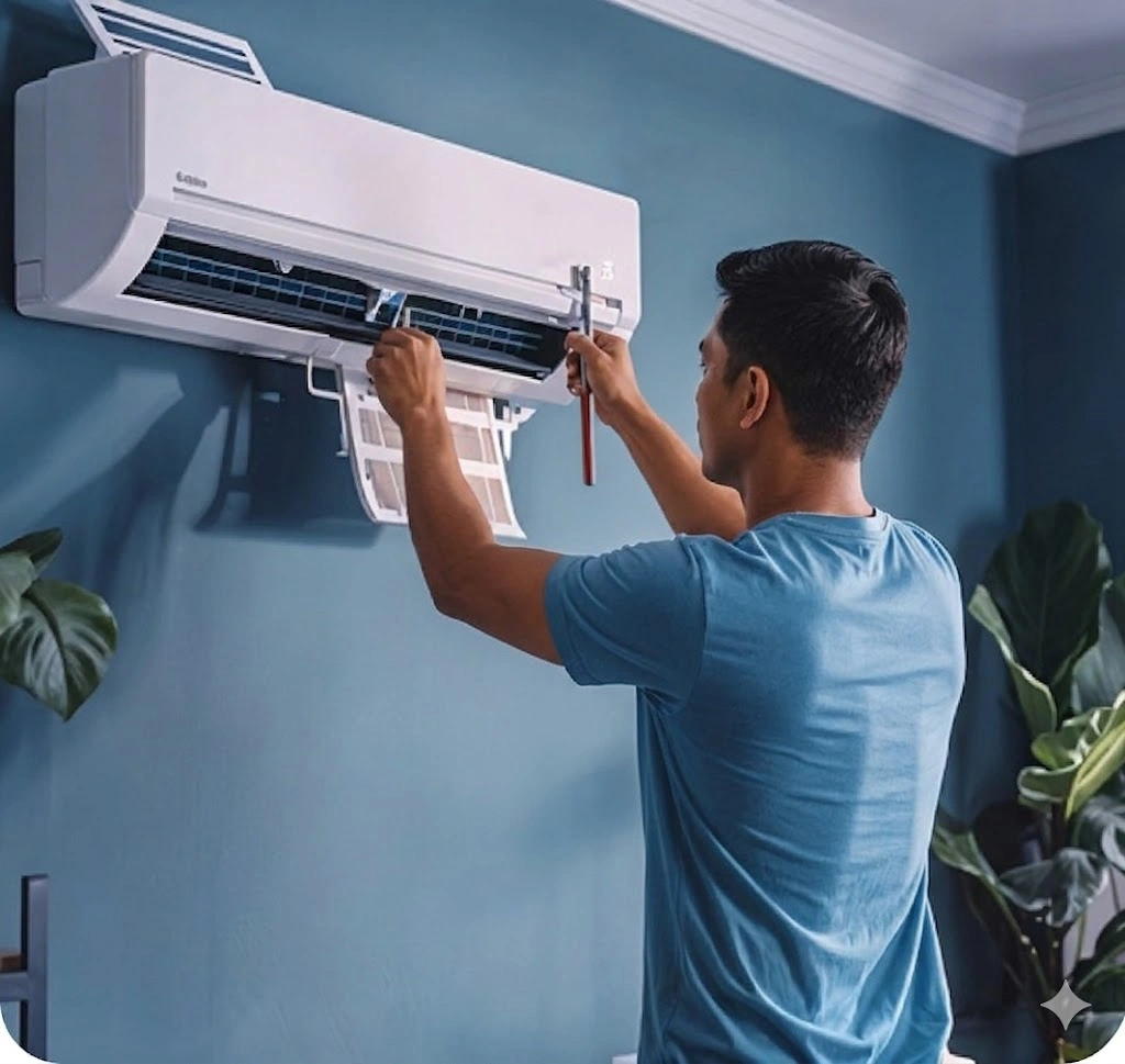 PRC-licensed HVAC technician on the job